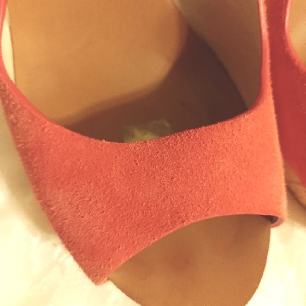 Michael Kors peach suede peep toe stilleto heels size 7.5